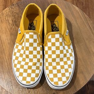 Vans Kids Yellow and White Checkered Sneakers